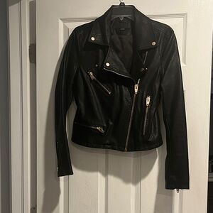 Blank NYC Black Leather Jacket with Gold Accents